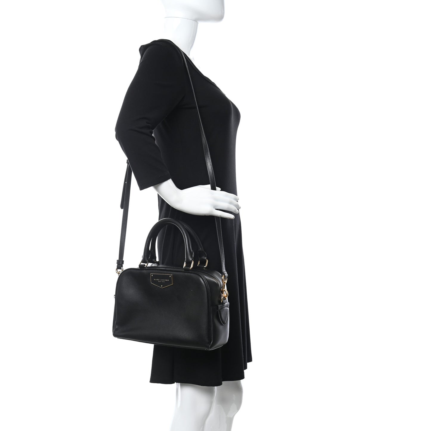 Calfskin Voyager Square Mini Satchel Black