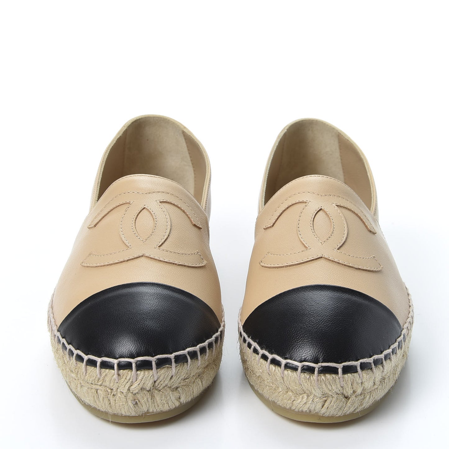 Lambskin CC Espadrilles 36 Beige Black