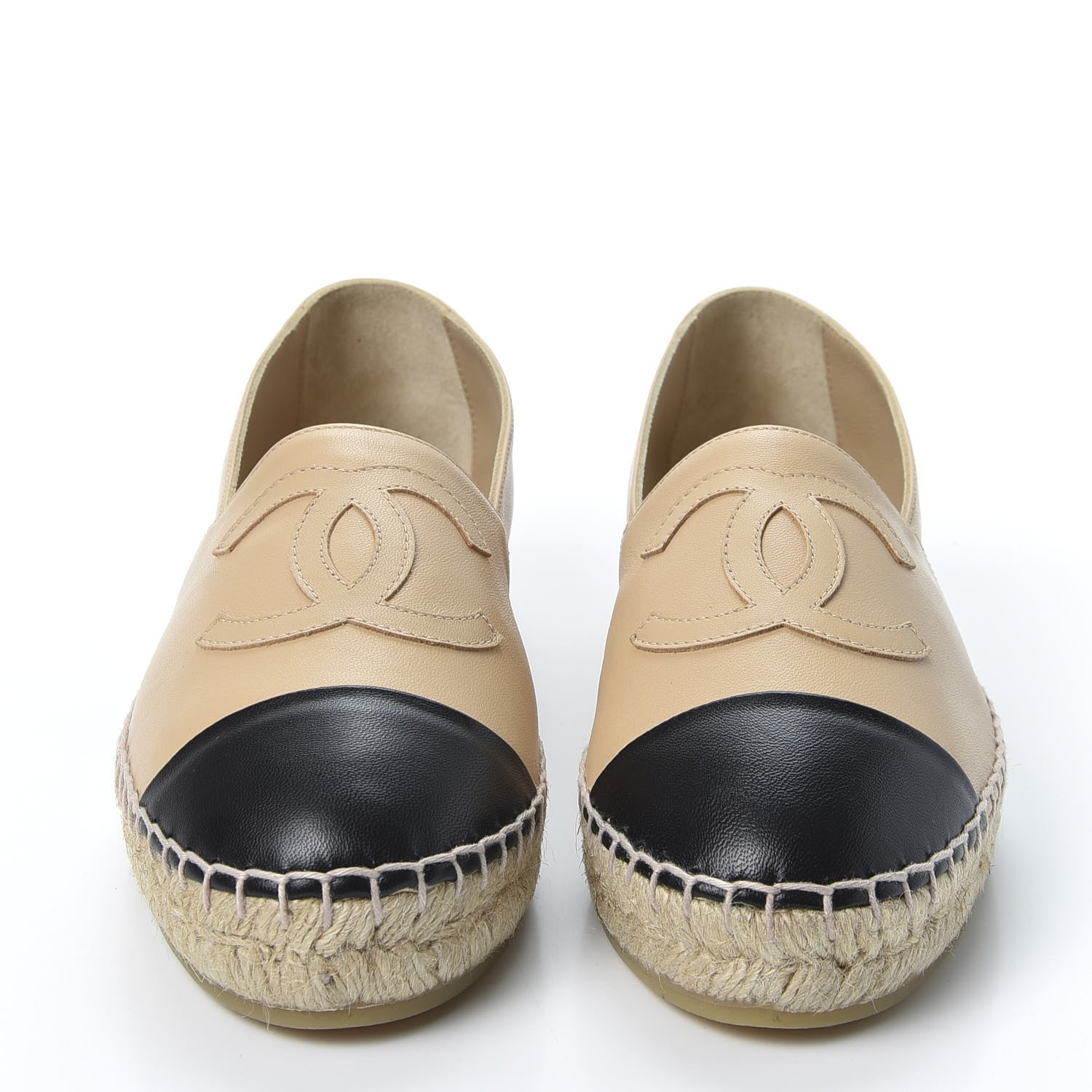 Chanel Lambskin CC Espadrilles 36 Beige Black 2 of 12