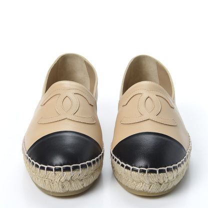 Chanel Lambskin CC Espadrilles 36 Beige Black 2 of 12