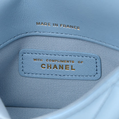 Chanel Lambskin Quilted Chain Around Coin Purse With Chain Light Blue 8 of 12
