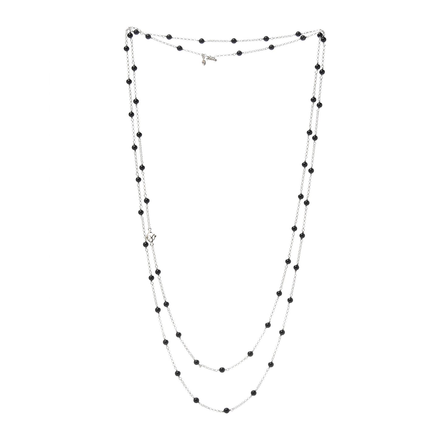 Sterling Silver Black Onyx Station Chain Necklace