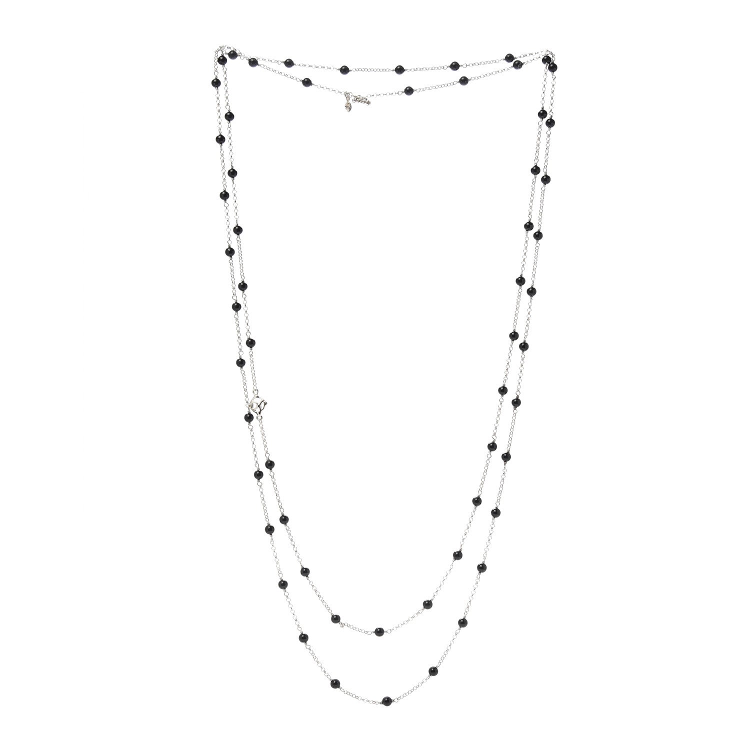 David Yurman Sterling Silver Black Onyx Station Chain Necklace 3 of 5