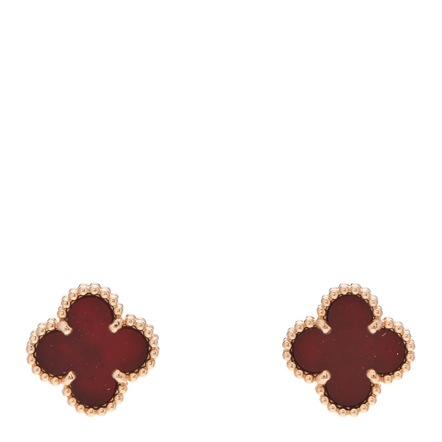 Van Cleef & Arpels 18K Rose Gold Carnelian Sweet Alhambra Earrings 1 of 5
