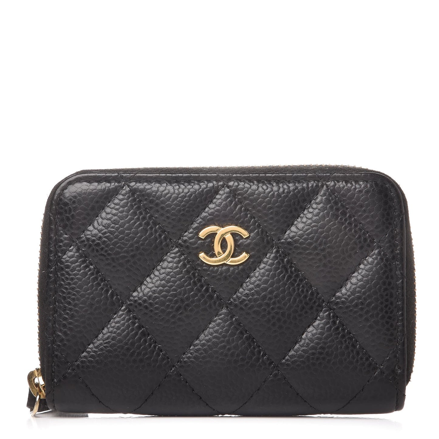 Caviar Quilted Zip Coin Purse Black