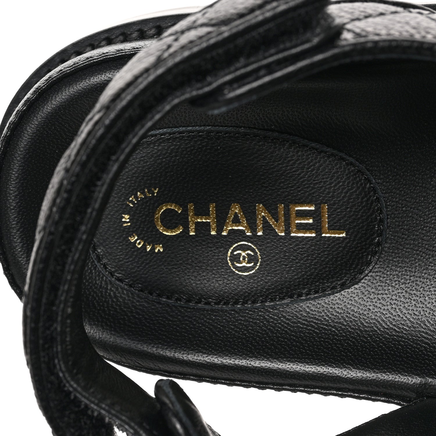 Chanel Grained Calfskin Velcro Dad Sandals 39 Black 7 of 9
