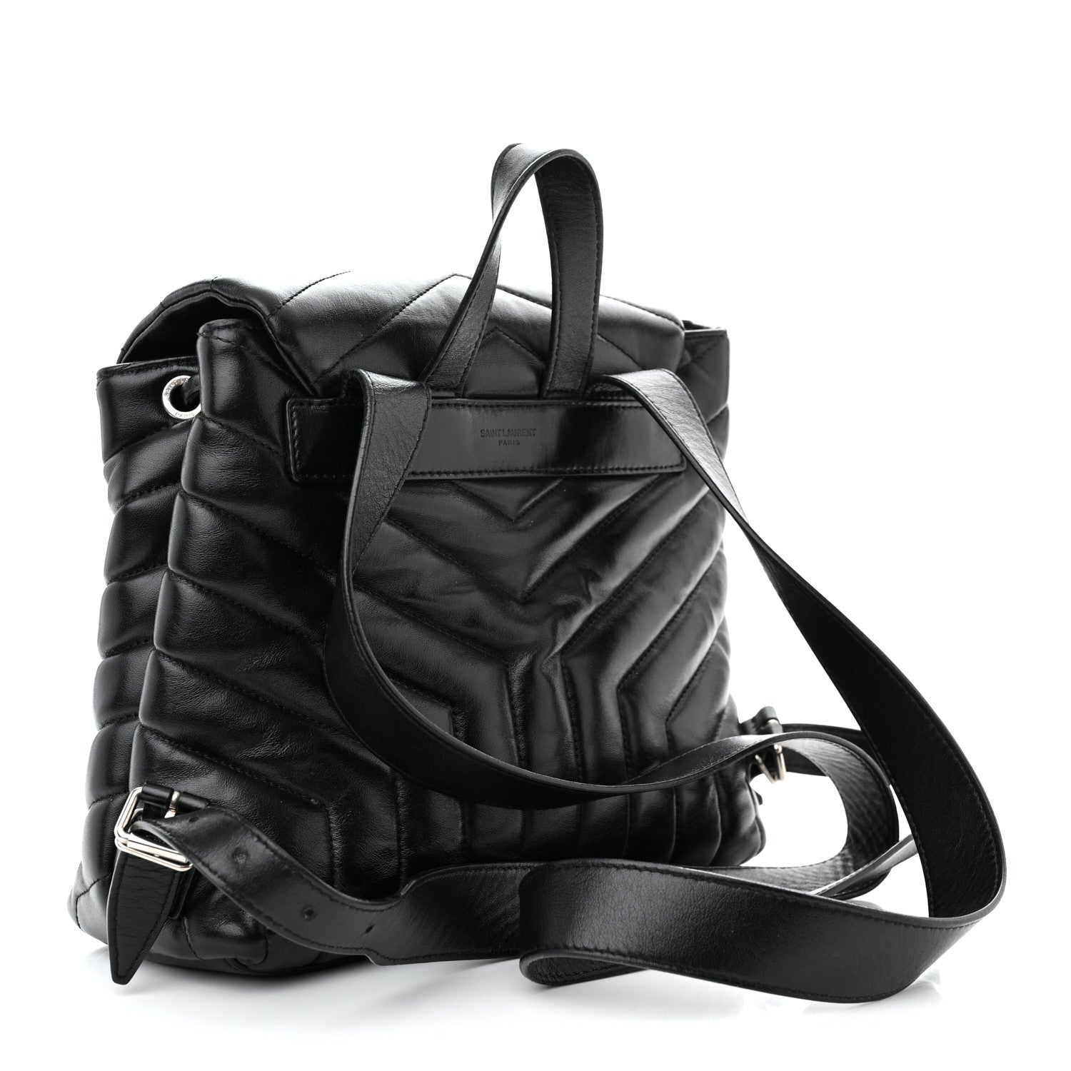 Saint Laurent Calfskin Y Quilted Monogram Small Loulou Backpack Black 3 of 10