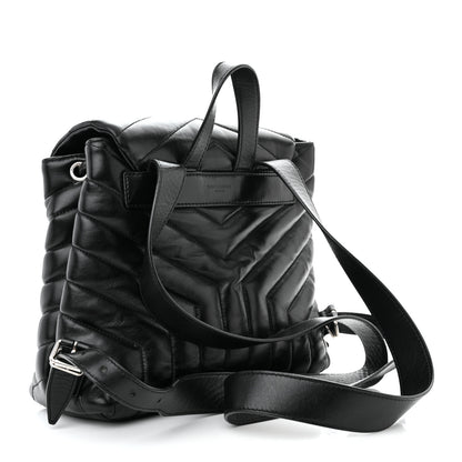 Saint Laurent Calfskin Y Quilted Monogram Small Loulou Backpack Black 3 of 10