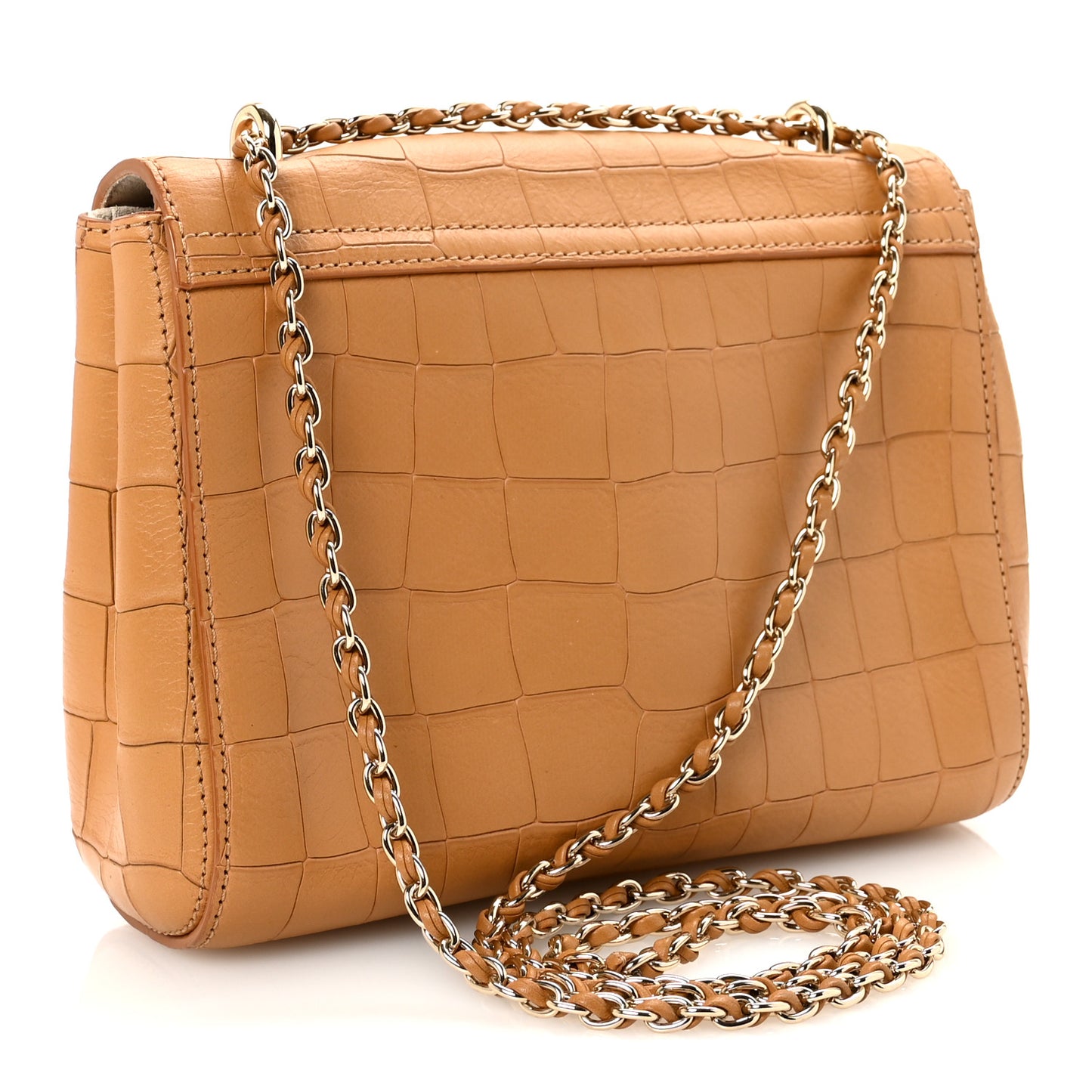 Nappa Crocodile Embossed Small Lily Flap Camel