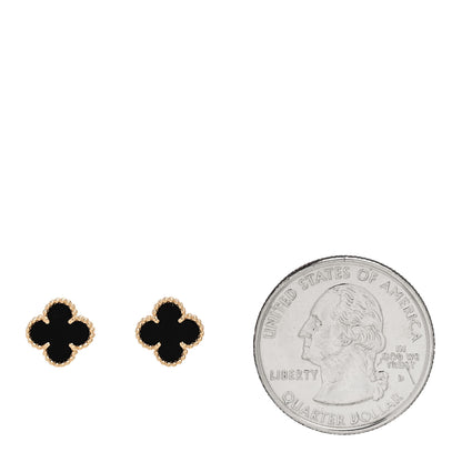 Van Cleef & Arpels 18K Yellow Gold Black Onyx Sweet Alhambra Earrings 2 of 5