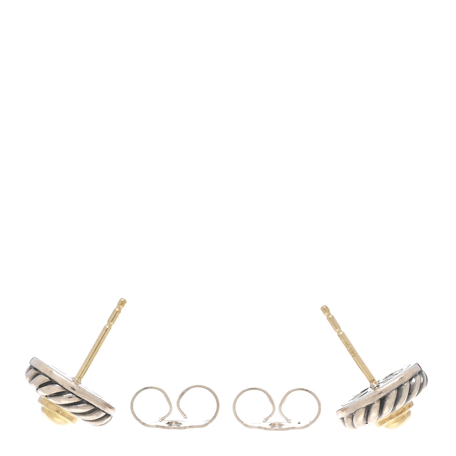 David Yurman Sterling Silver 14K Yellow Gold Cookie Earrings 3 of 4