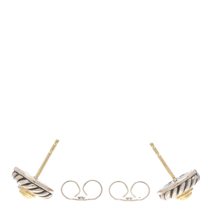 David Yurman Sterling Silver 14K Yellow Gold Cookie Earrings 3 of 4