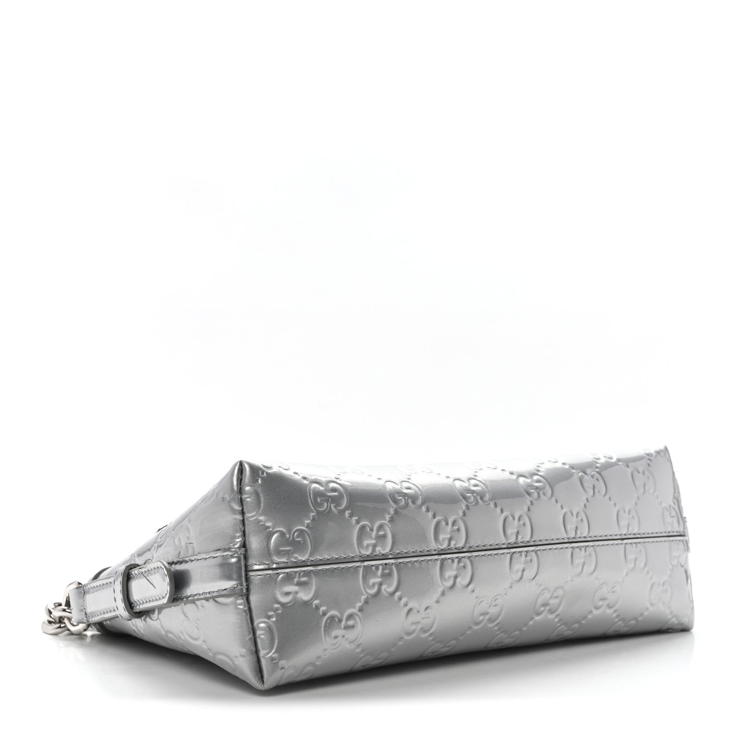 Shine Guccissima Emblem Small Shoulder Bag Silver