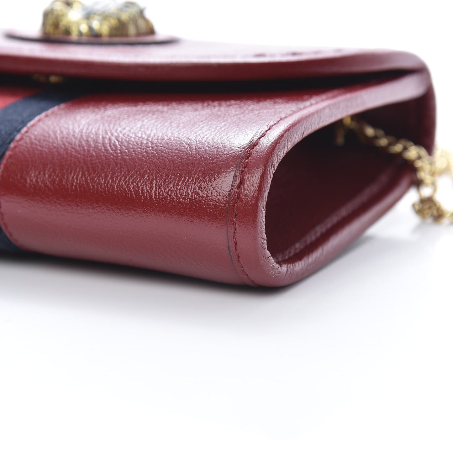 Textured Calfskin Web Mini Rajah Slim Flap Shoulder Bag Romantic Cherry