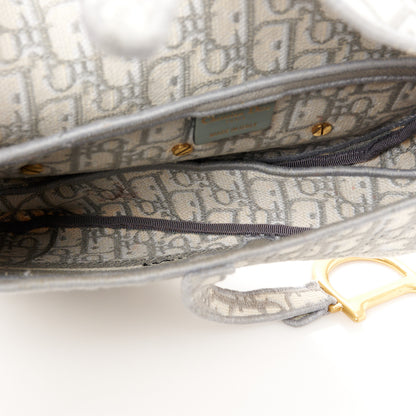 Christian Dior Oblique Embroidered Saddle Bag Gray 5 of 10
