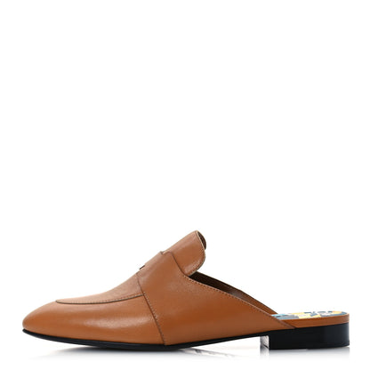 Hermes Goatskin Womens Catena Mules 37.5 Beige Dore 1 of 14