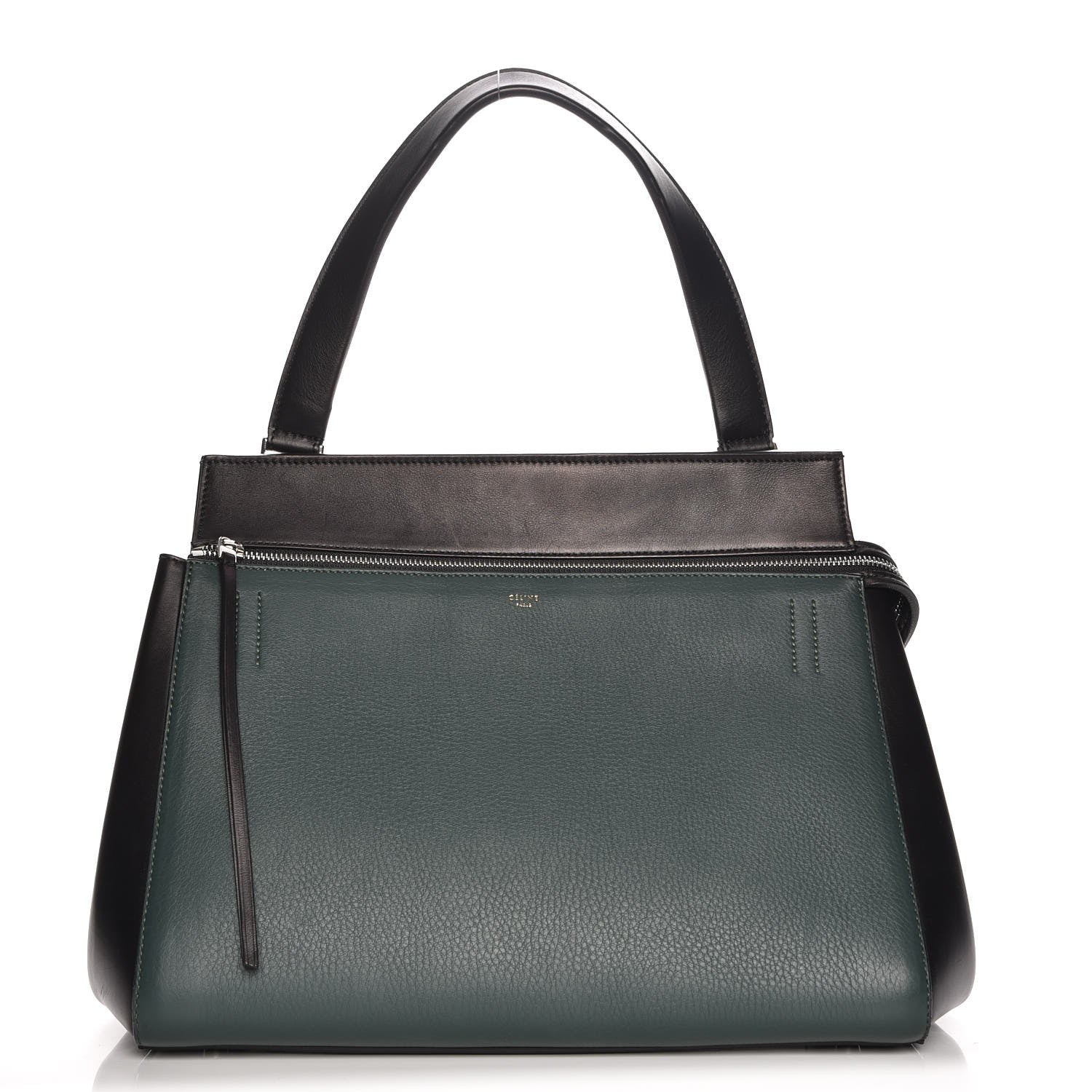 Celine Supple Calfskin Medium Bi-Color Edge Shoulder Bag Emerald 1 of 7