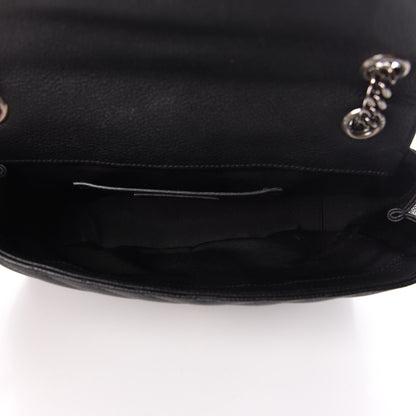 Saint Laurent Grained Calfskin Matelasse Chevron Medium Monogram Chain Bag Black 5 of 10