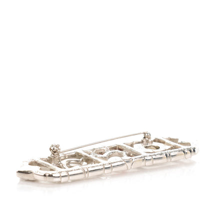 Chanel Crystal Eye Heart CC Brooch Silver 3 of 4