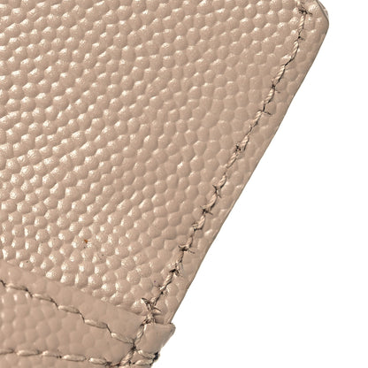 Saint Laurent Grain De Poudre Matelasse Chevron Monogram Compact Wallet Dark Beige 9 of 11