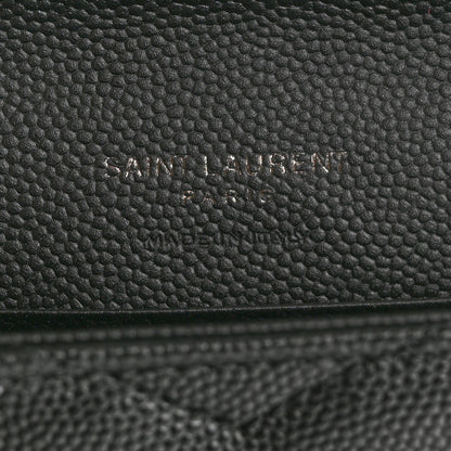 Saint Laurent Grain De Poudre Matelasse Chevron Small Monochrome Monogram Envelope Wallet Black 6 of 7