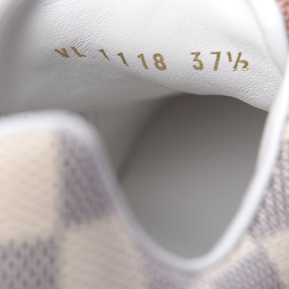 Louis Vuitton Suede Damier Azur Run Away Sneakers 37.5 Pink 6 of 9