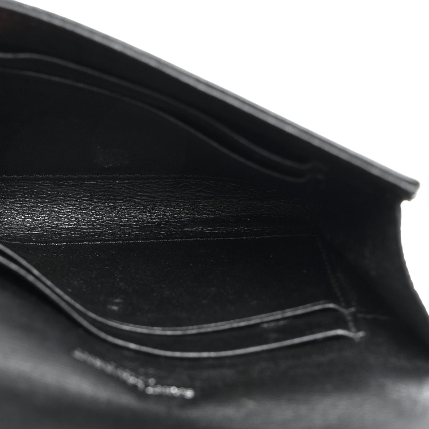 Calfskin Heart Embossed Envelope Wallet Black