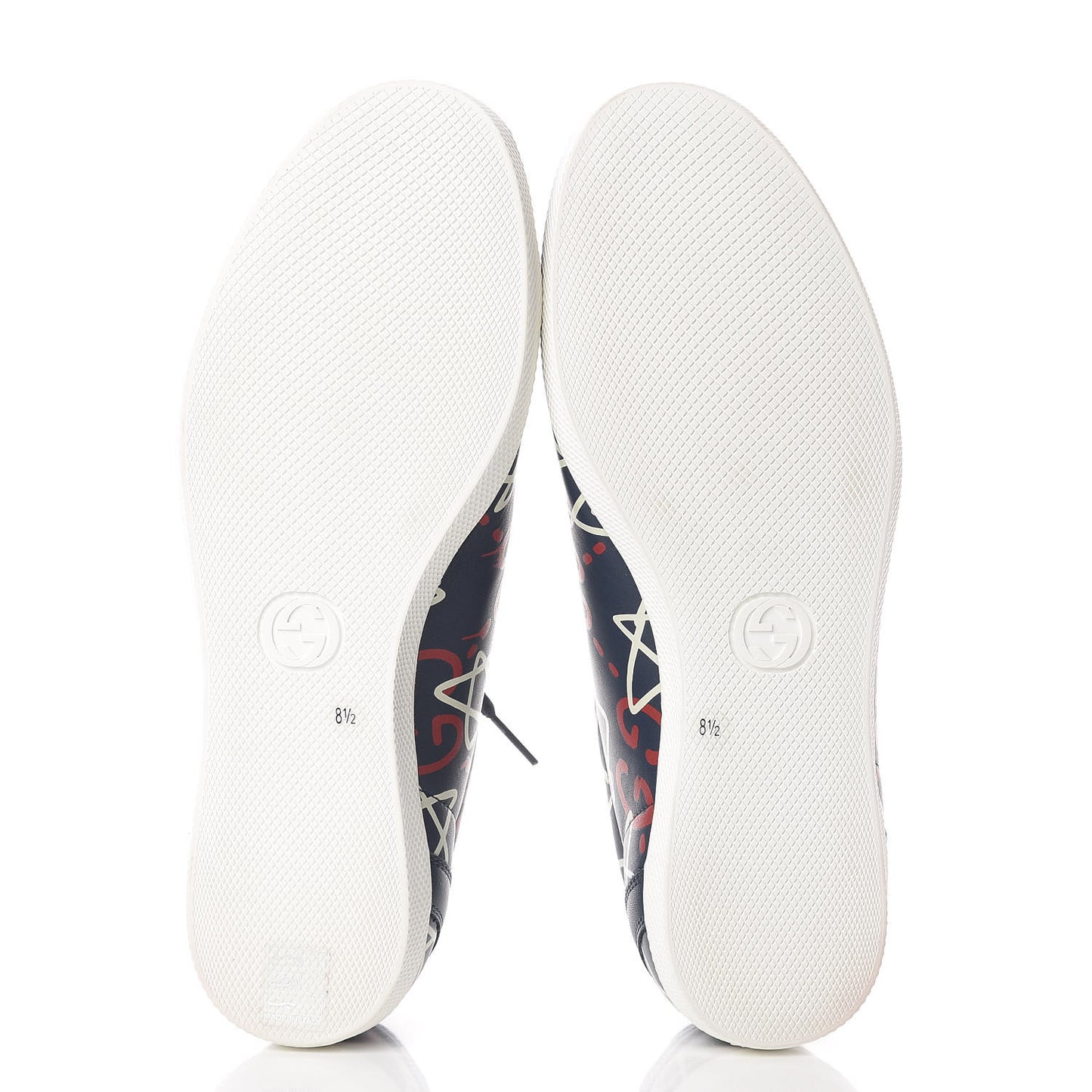 Calfskin GucciGhost Print Mens Low Top Sneakers 8.5 Blue Agata Hibiscus Red
