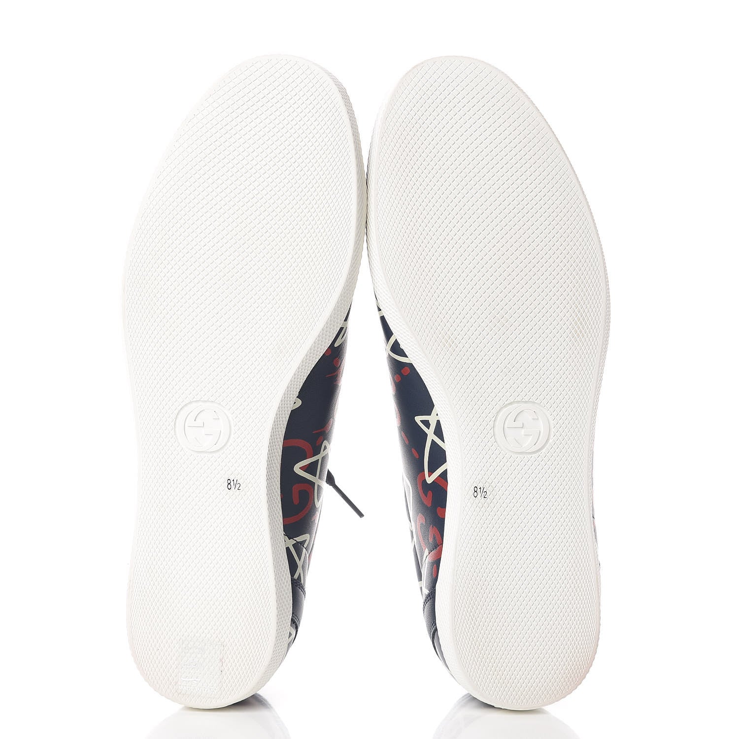 Gucci Calfskin GucciGhost Print Mens Low Top Sneakers 8.5 Blue Agata Hibiscus Red 6 of 9