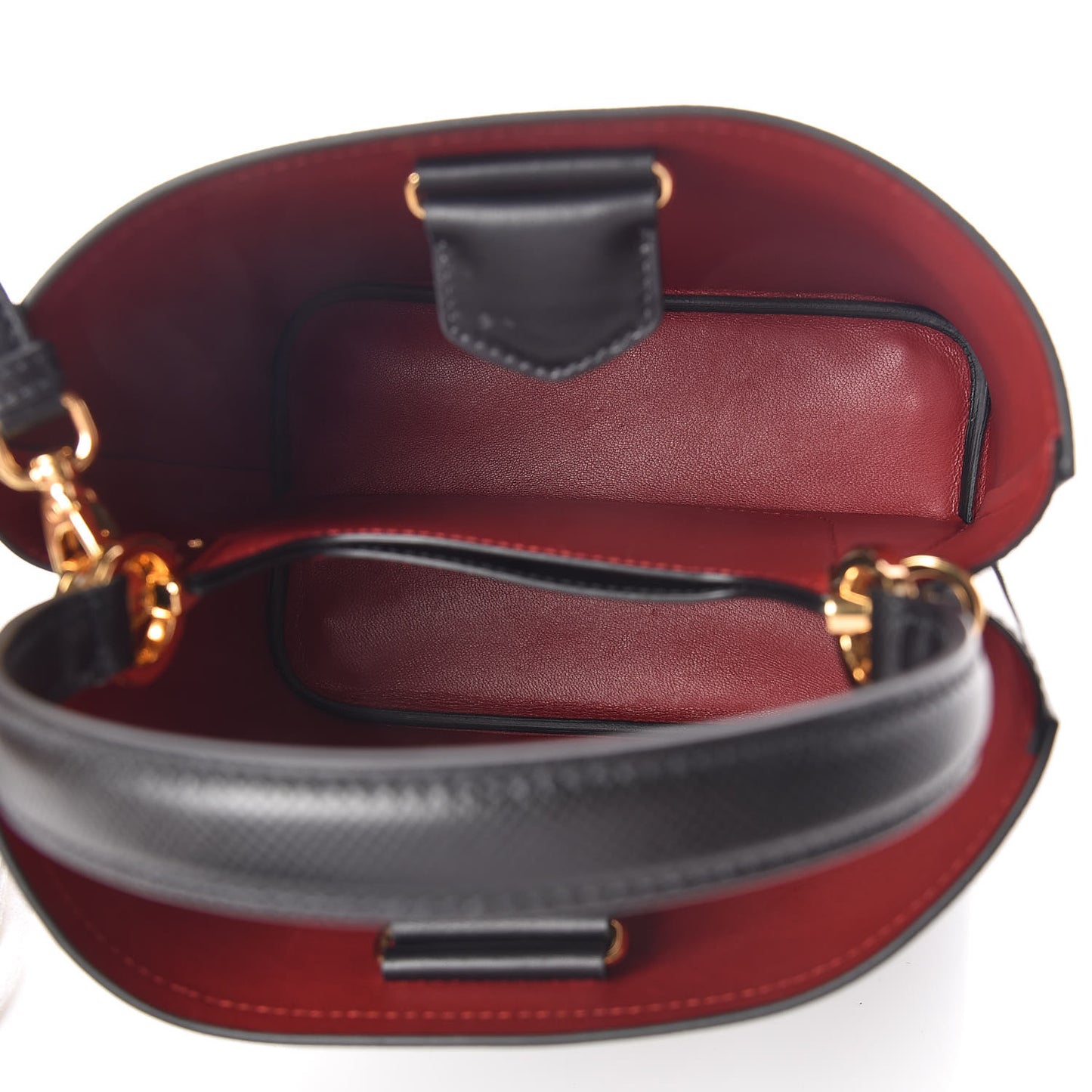 Saffiano Cuir Medium Panier Bucket Bag Black Fuoco