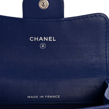 Chanel Lambskin Quilted Flap Card Holder Wallet Blue 6 of 10