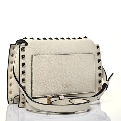Valentino Garavani Pebbled Calfskin Small Rockstud Overlay Flap Shoulder Bag Light Ivory 3 of 8