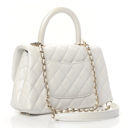 Chanel Iridescent Caviar Quilted Mini Coco Handle Flap White 3 of 11