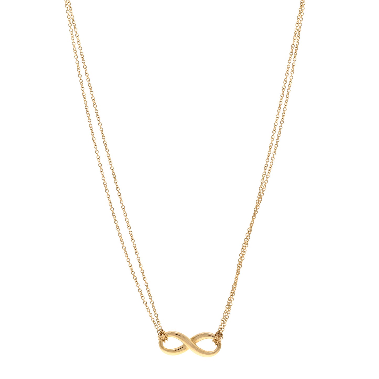 18K Yellow Gold Infinity Double Chain Pendant Necklace