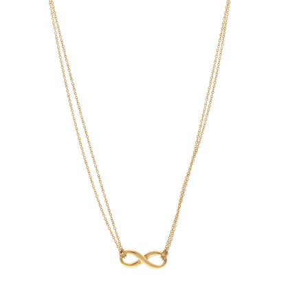 Tiffany 18K Yellow Gold Infinity Double Chain Pendant Necklace 1 of 4