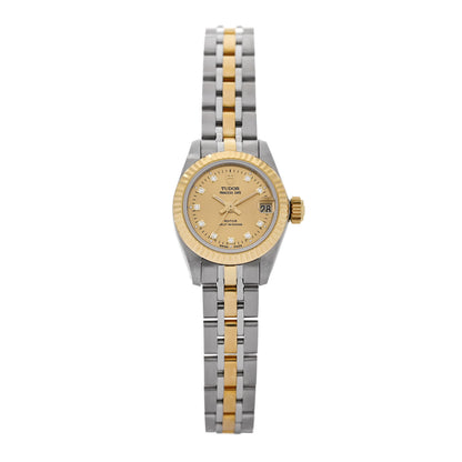 TUDOR Stainless Steel 18K Yellow Gold Diamond 23mm Princess Date Automatic Watch Champagne 92513 1 of 4