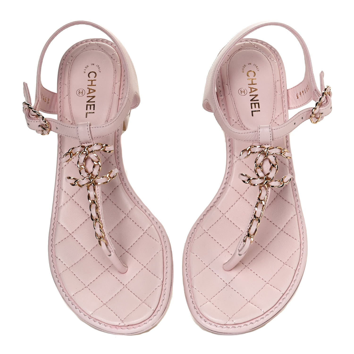 Chanel Lambskin Chain CC Logo Thong Sandals 36 Light Pink 7 of 11
