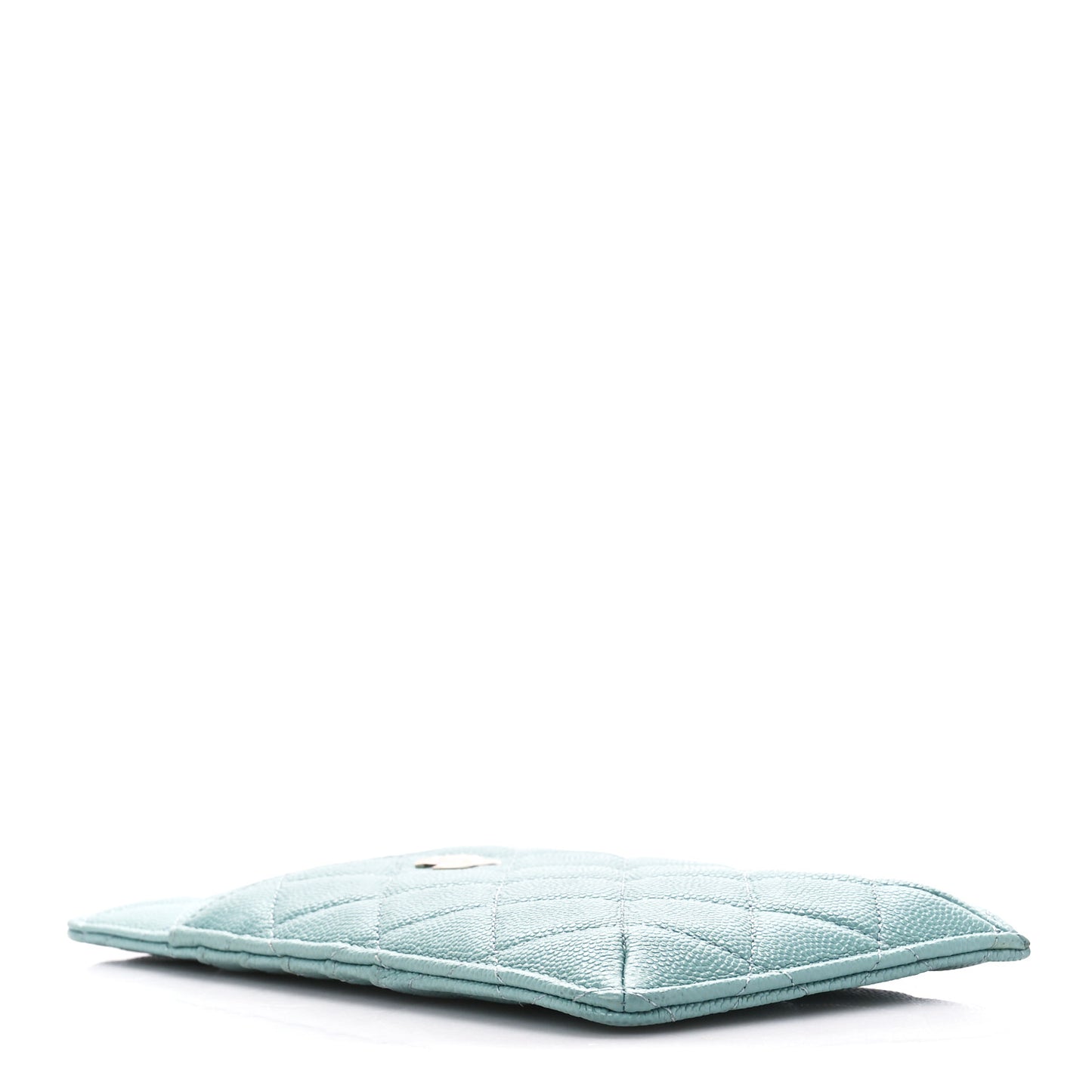 Caviar Quilted Classic Flat Wallet Pouch Light Blue