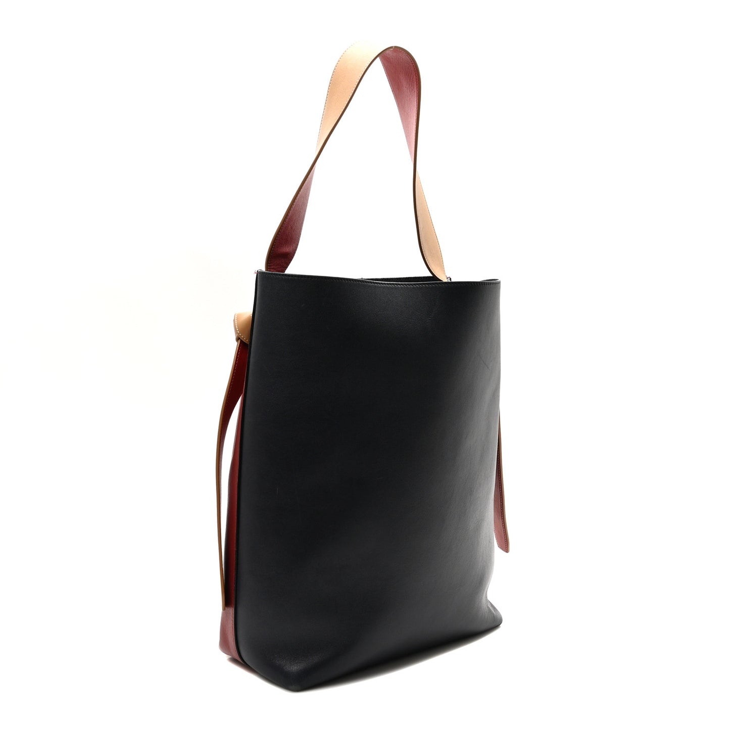 Shiny Smooth Calfskin Small Twisted Cabas Dark Ruby Navy