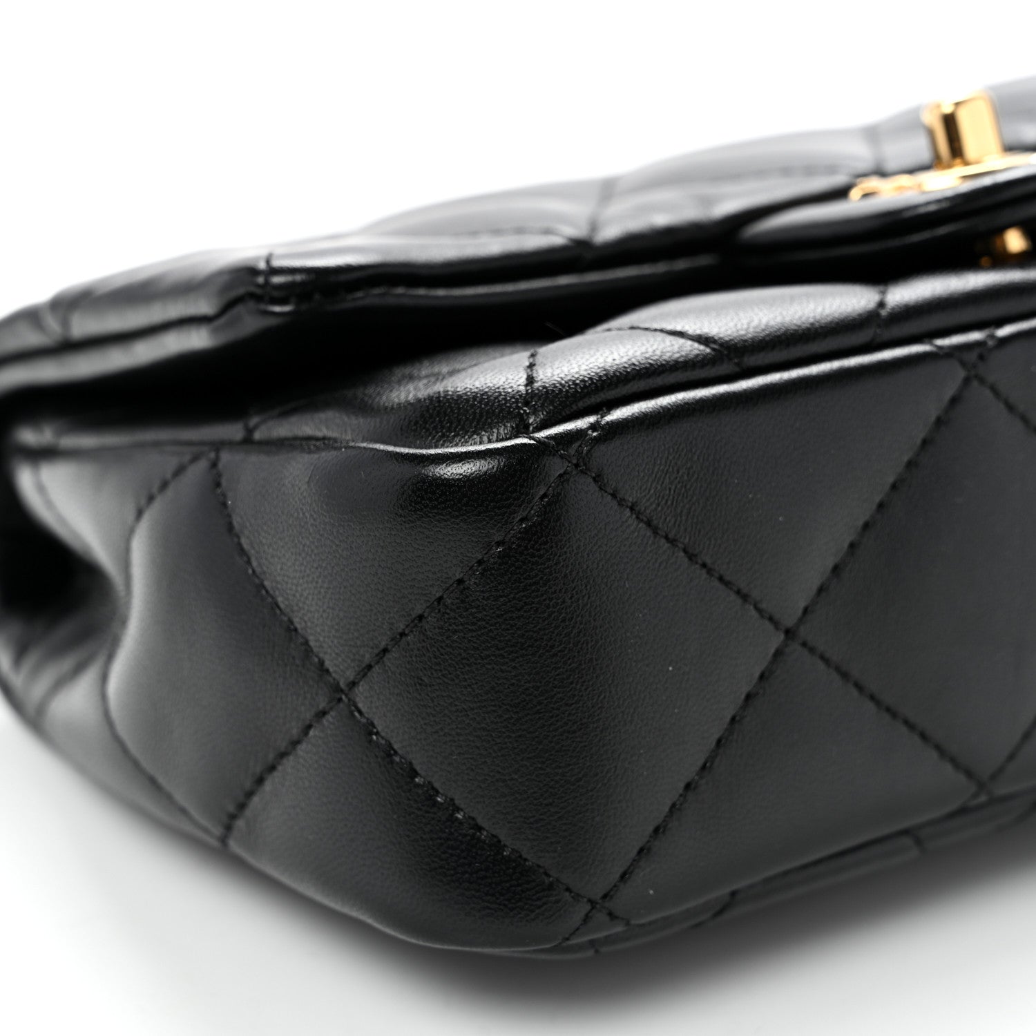 Chanel Lambskin Resin Quilted Top Handle Flap Black 9 of 10