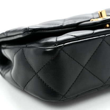 Chanel Lambskin Resin Quilted Top Handle Flap Black 9 of 10