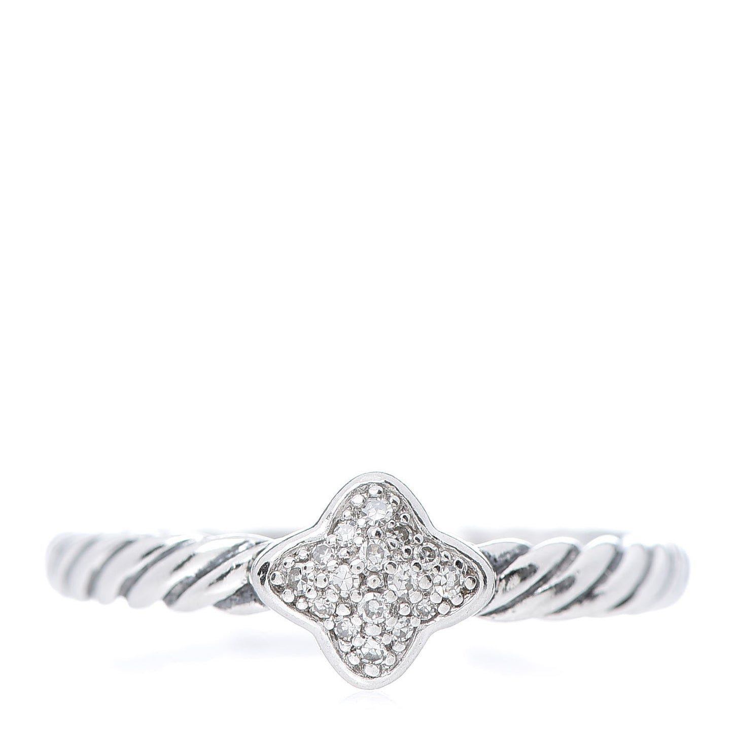 Sterling Silver Diamond Quatrefoil Ring 49 4.75