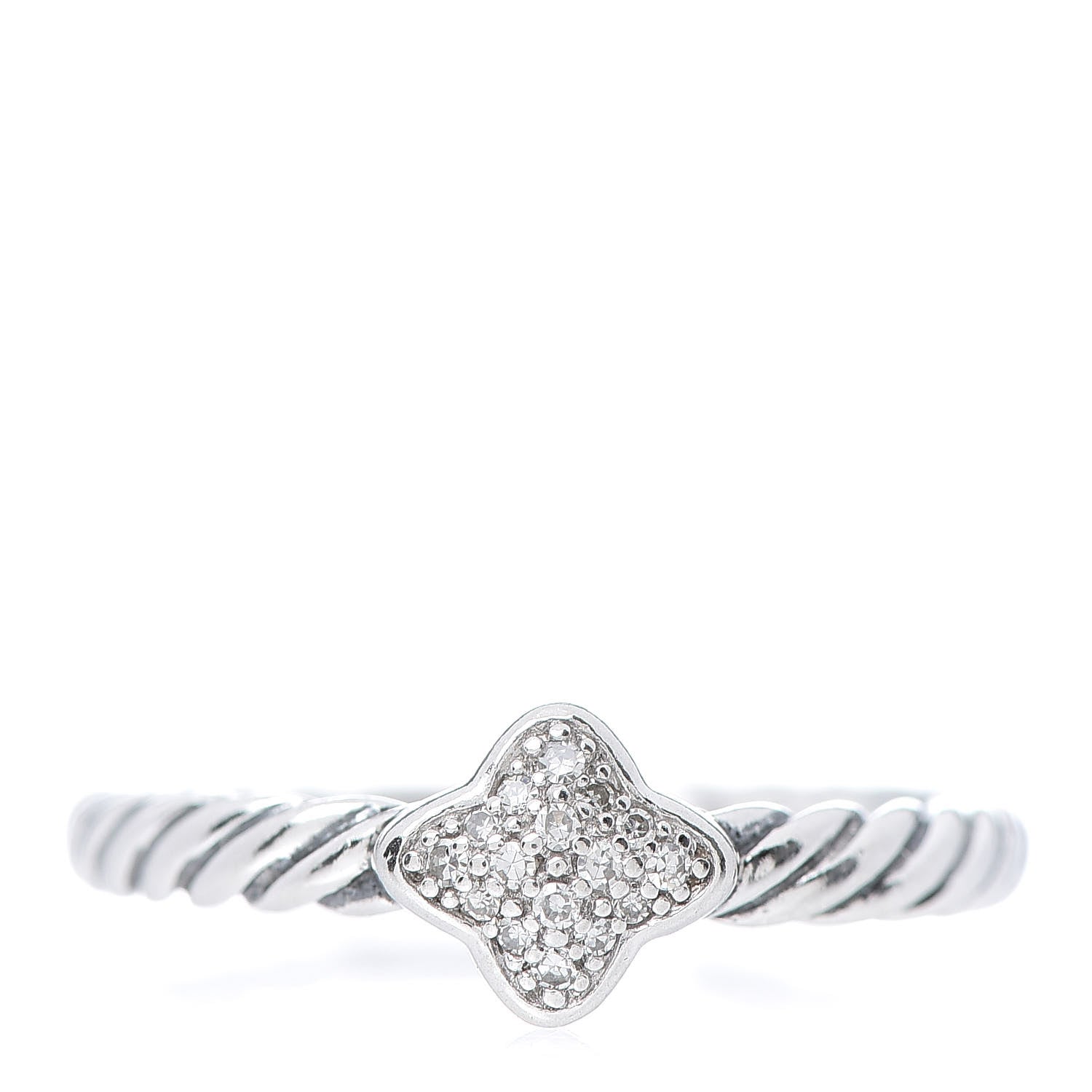 David Yurman Sterling Silver Diamond Quatrefoil Ring 49 4.75 1 of 4