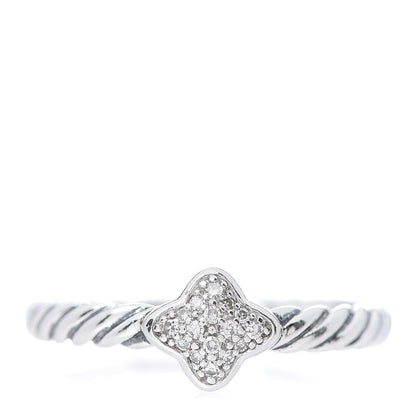 David Yurman Sterling Silver Diamond Quatrefoil Ring 49 4.75 1 of 4