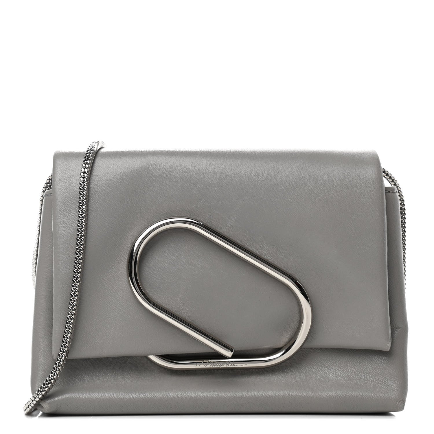 3.1 Phillip Lim Calfskin Alix Soft Flap Clutch Grey 1 of 9