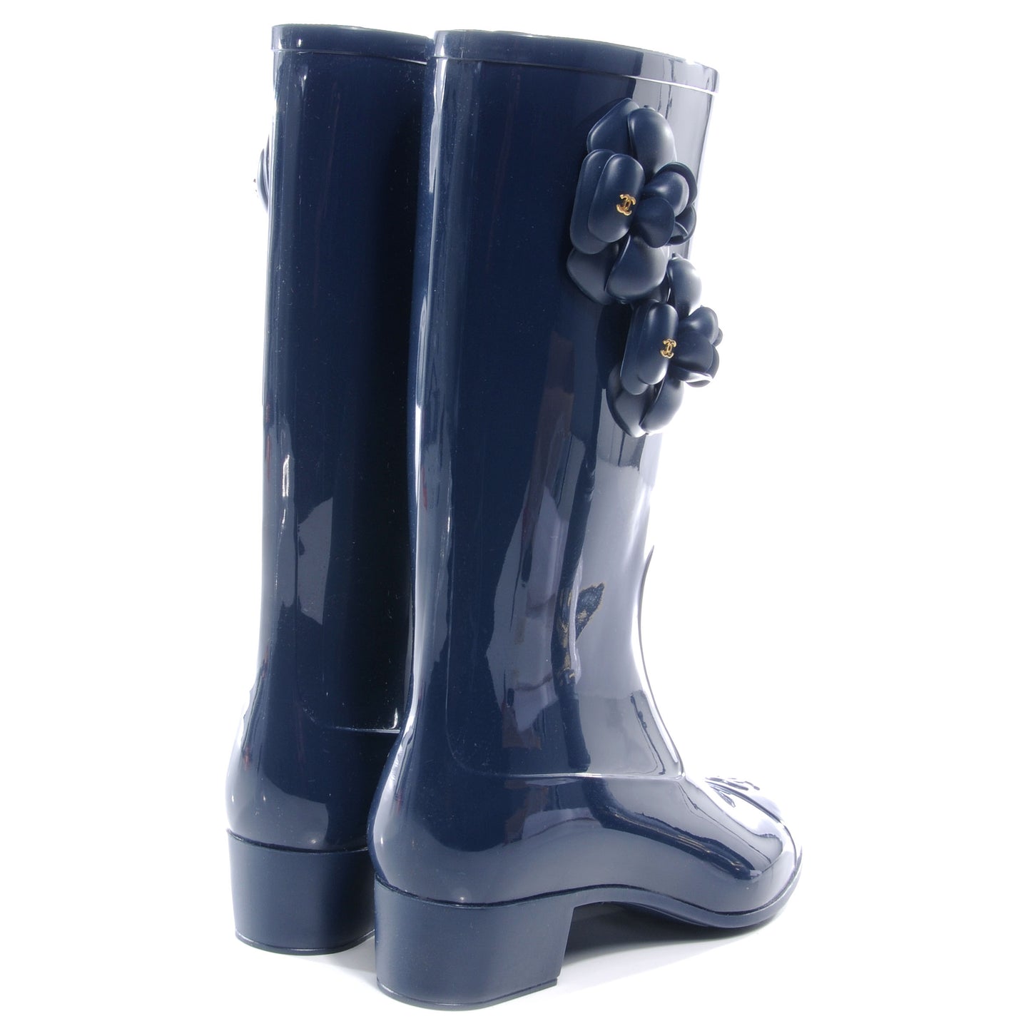Rubber Camellia Rain Boots 41 Dark Blue