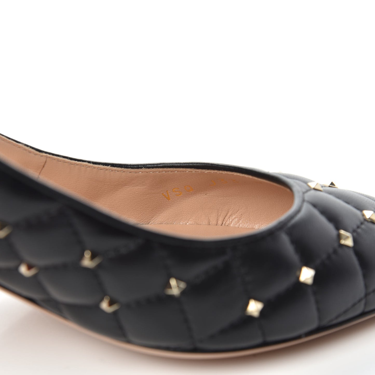 Nappa Quilted Rockstud Spike Slingback Low Heel Pumps 39.5 Black