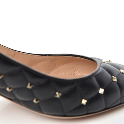 Valentino Garavani Nappa Quilted Rockstud Spike Slingback Low Heel Pumps 39.5 Black 7 of 9