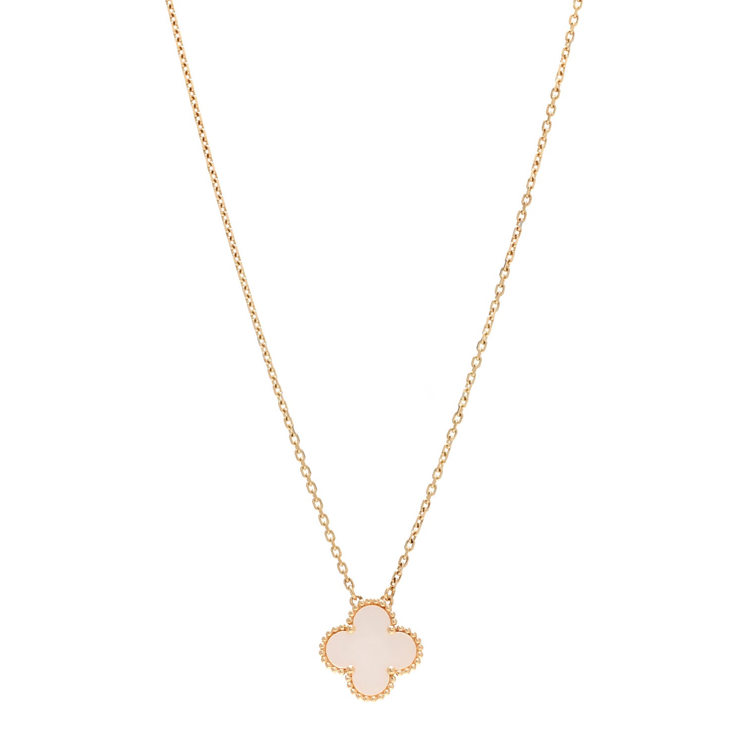 18K Yellow Gold Mother of Pearl Vintage Alhambra Pendant Necklace