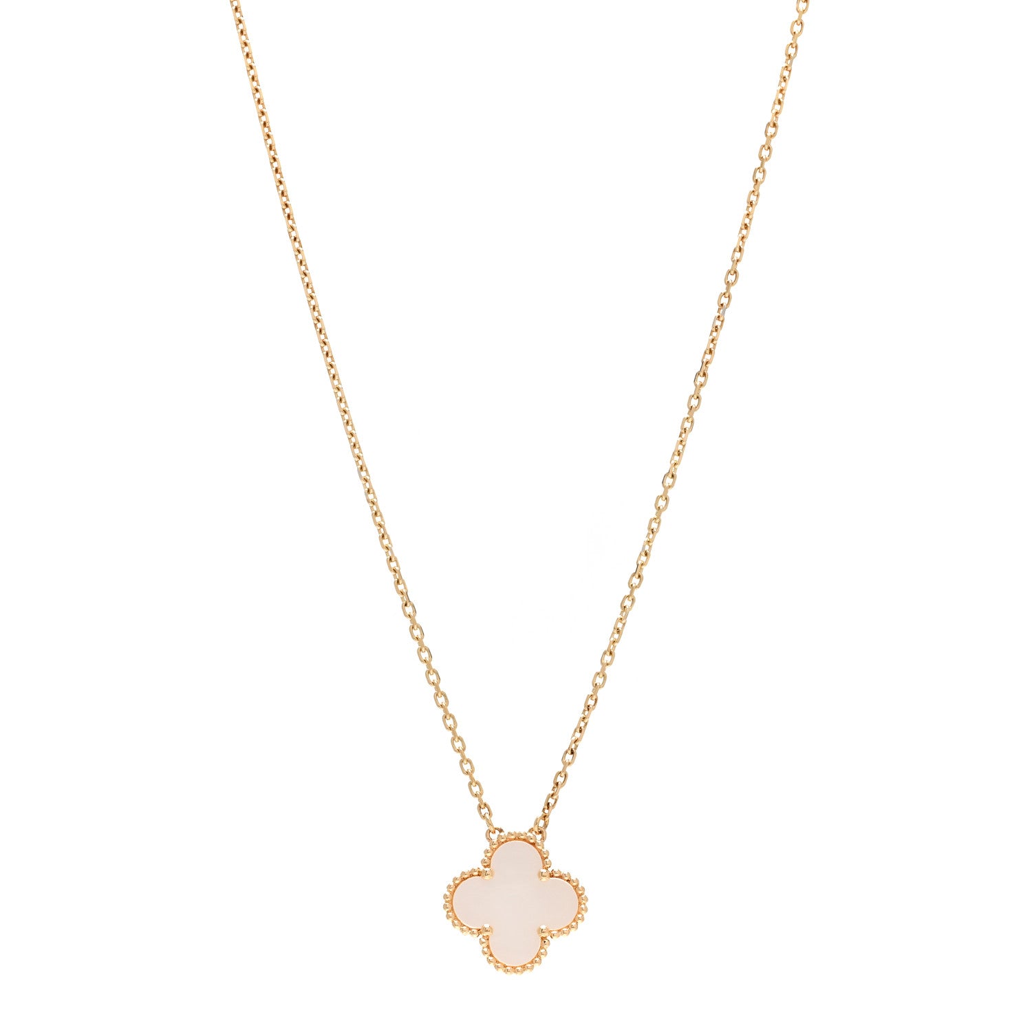 Van Cleef & Arpels 18K Yellow Gold Mother of Pearl Vintage Alhambra Pendant Necklace 1 of 4